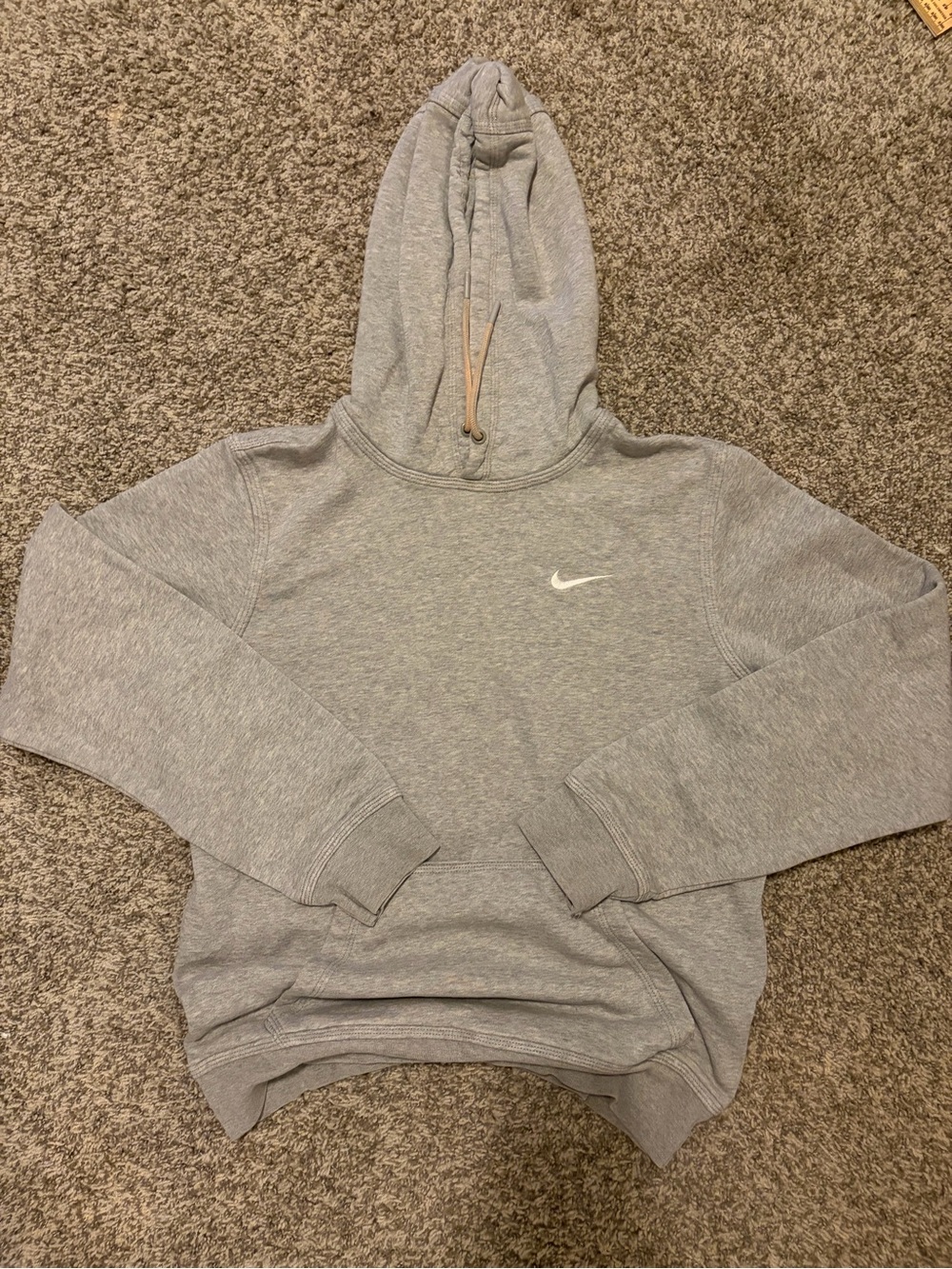 Nike Light Gray Hooded Sweatshirt with White Swoosh